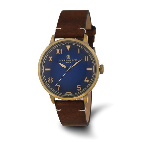 Charles Hubert Antique Gold Stainless Blue Dial Quartz Watch